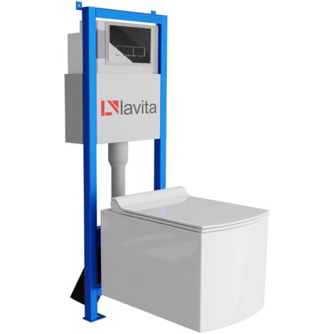 Bâti-support Lavita LAV 101 à 40 cm + WC Fago sans bord + plaque de commande LAV 200.3.2 chrome  Kit complet WC