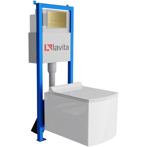 Bâti-support Lavita LAV 101 à 40 cm + WC Fago sans bord + plaque de commande LAV 200.3.5 d'orée  Kit complet WC
