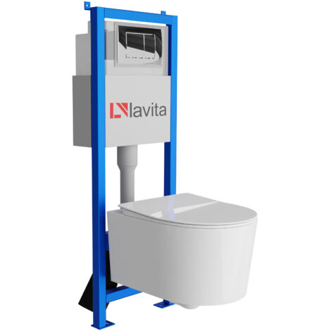 Bâti-support Lavita LAV 101 à 40 cm + WC Loso sans bord + plaque de commande LAV 200.1.2 chrome  Kit complet WC