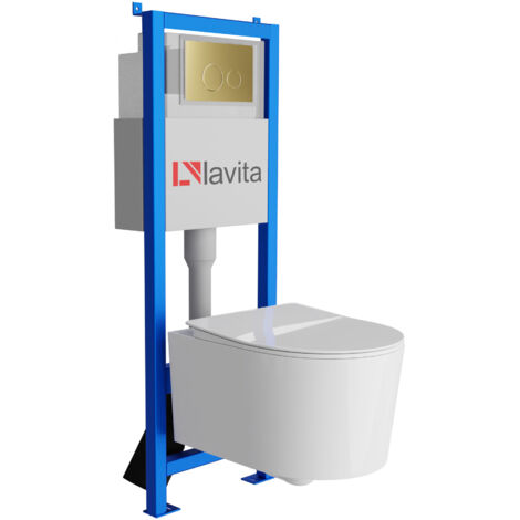 Bâti-support Lavita LAV 101 à 40 cm + WC Loso sans bord + plaque de commande LAV 200.4.5 d'orée  Kit complet WC