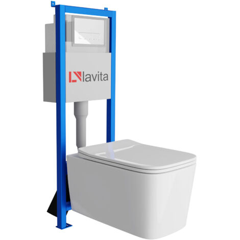 Bâti-support Lavita LAV 101 à 40 cm + WC Murya sans bord + plaque de commande LAV 200.3.1 blanc  Kit complet WC