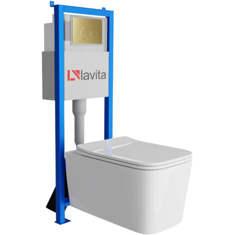 Bâti-support Lavita LAV 101 à 40 cm + WC Murya sans bord + plaque de commande LAV 200.4.5 d'orée  Kit complet WC