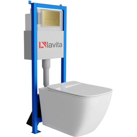 Bâti-support Lavita LAV 101 à 40 cm + WC Onil sans bord + plaque de commande LAV 200.3.5 d'orée  Kit complet WC