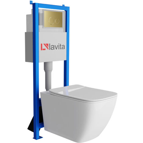 Bâti-support Lavita LAV 101 à 40 cm + WC Onil sans bord + plaque de commande LAV 200.4.5 d'orée  Kit complet WC