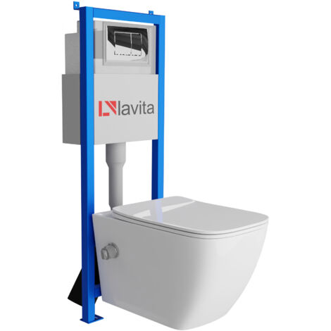 Bâti-support Lavita LAV 101 à 40 cm + WC Parana sans bord + plaque de commande LAV 200.1.2 chrome Kit complet WC