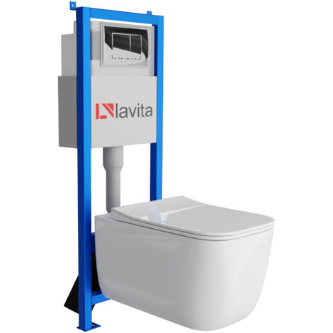 Bâti-support Lavita LAV 101 à 40 cm + WC Shak sans bord + plaque de commande LAV 200.1.2 chrome  Kit complet WC