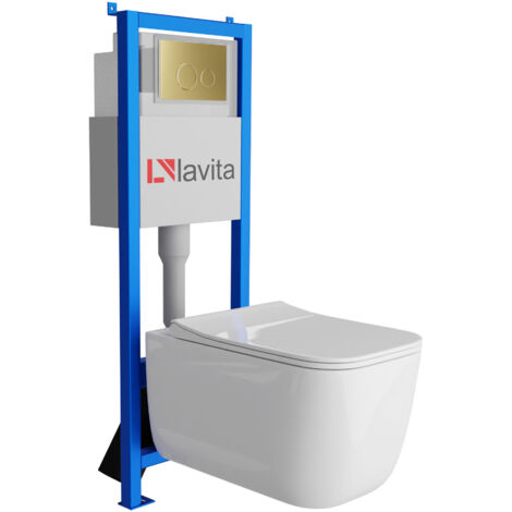 Bâti-support Lavita LAV 101 à 40 cm + WC Shak sans bord + plaque de commande LAV 200.4.5 d'orée  Kit complet WC