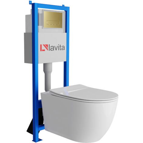 Bâti-support Lavita LAV 101 à 40 cm + WC Sinto Grande sans bord + plaque de commande LAV 200.3.5 d'orée  Kit complet WC