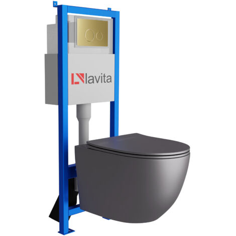 Bâti-support Lavita LAV 101 à 40 cm + WC Sinto Grey sans bord + plaque de commande LAV 200.4.5 d'orée  Kit complet WC