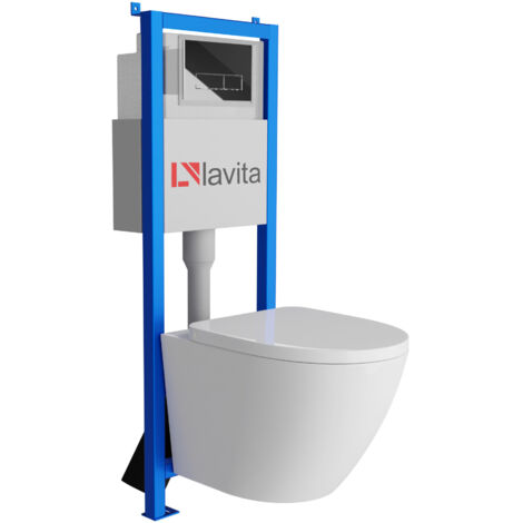 Bâti-support Lavita LAV 101 à 40 cm + WC Sofi sans bord + plaque de commande LAV 200.3.2 chrome Kit complet WC