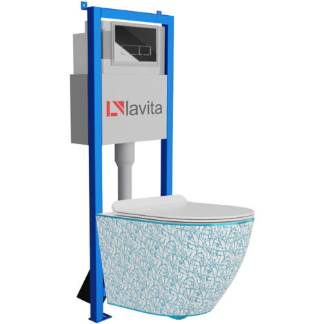 Bâti-support Lavita LAV 101 à 40 cm + WC Sofi Slim Kresz sans bord + plaque de commande LAV 200.3.2 chrome Kit complet WC