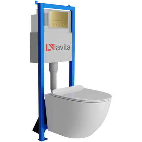 Bâti-support Lavita LAV 101 à 40 cm + WC Sofi Slim sans bord + plaque de commande LAV 200.3.5 d'orée  Kit complet WC