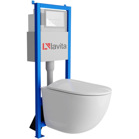 Bâti-support Lavita LAV 101 à 40 cm + WC Vito sans bord + plaque de commande LAV 200.3.1 blanc Kit complet WC