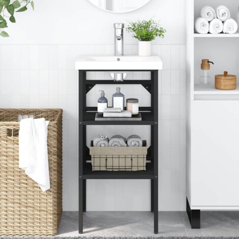 Bâti support pour lavabo，Cadre de lavabo de salle de bain，Encadrement de lavabo Noir 40x38x83 cm Fer CNEI614973