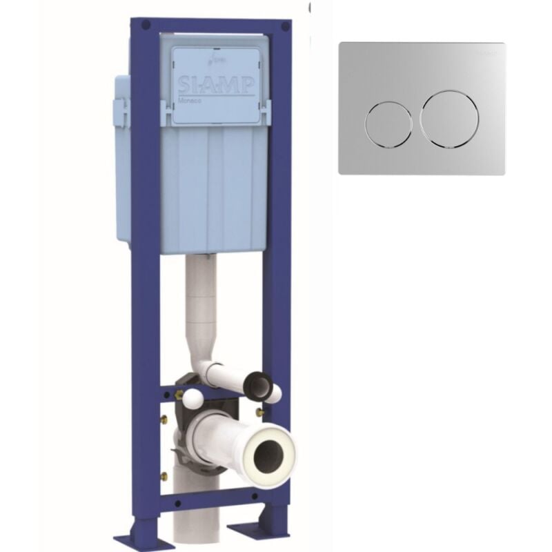 Bati support Siamp Ingenio Premium quieto + plaque de commande chromé mat