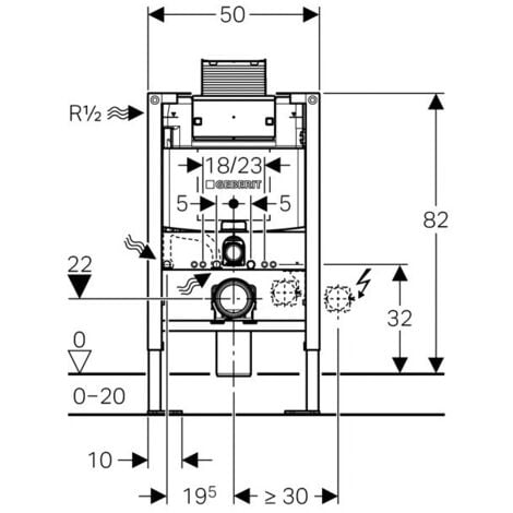 Bâti-support autoportant Duofix Omega 12cm H82cm
