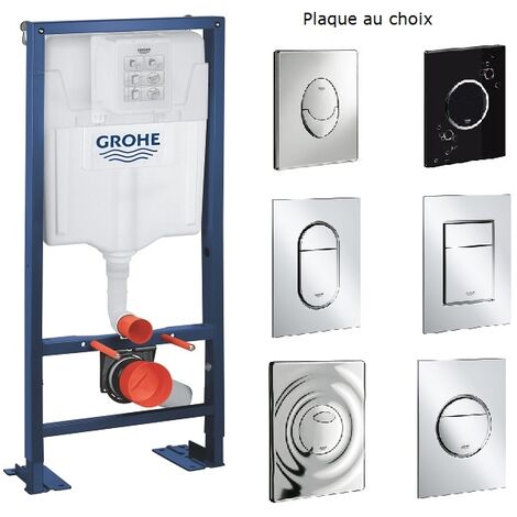 Bati support wc autoportant Grohe Plaque commande Skate Air Grohe vertical Chrome