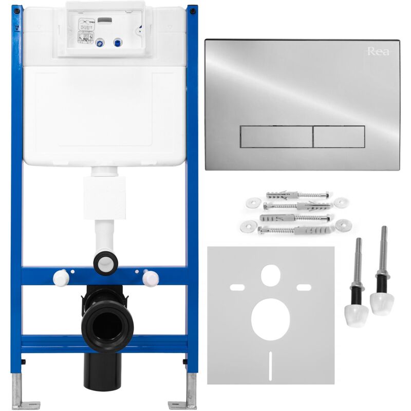 Bâti support wc avec plaque de commande type h chrome