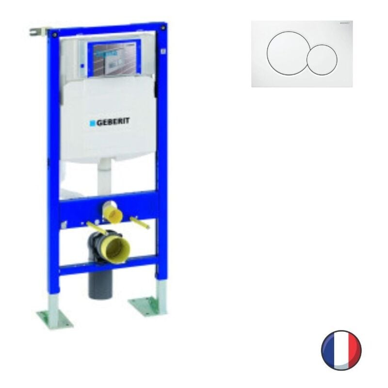 Bati support wc Geberit Duofix autoportant, sigma 112 cm + Plaque Sigma01 blanc alpin