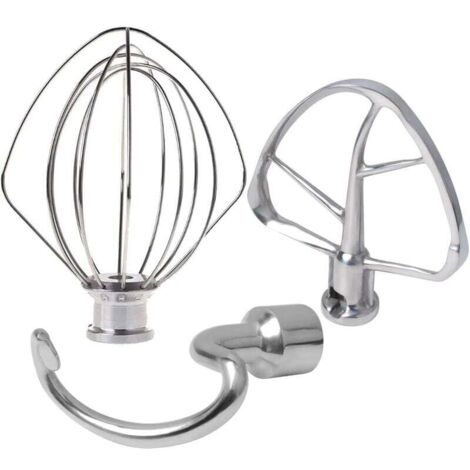 Batidor de acero inoxidable compatible con batidor, gancho para masa y juego de batidor plano, compatible con todos los procesadores de alimentos Artisan de 5L
