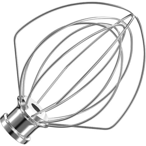 Batidor de acero inoxidable de 6 varillas K45WW - Accesorio batidor compatible con recipientes de 4,5 a 5 cuartos de galón para cremas y repostería.
