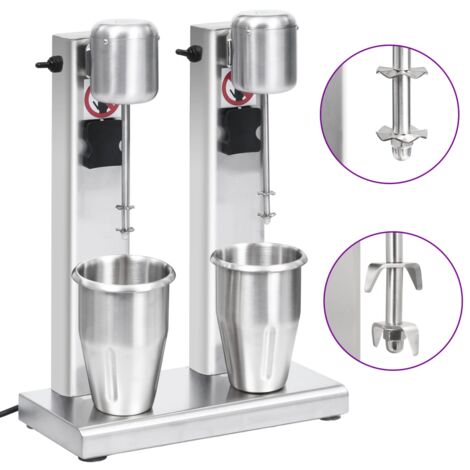 Batidora de batidos con doble vaso de acero inoxidable 2 L vidaXL