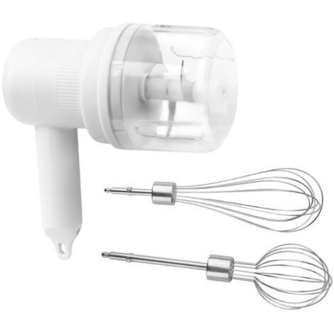 Batidora de Mano Eléctrica, Batidora Multifunción Inalámbrica Recargable USB de 3 Velocidades con 2 Batidores, Batidora de Mano Eléctrica Portátil para Proteínas de Crema Pastelera, Blanco
