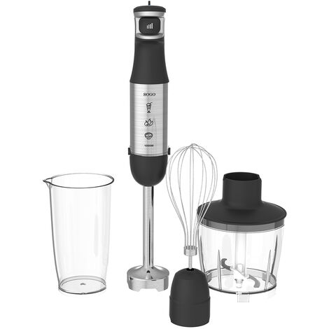 BATIDORA DE MANO - INOX - 3 ACCESORIOS -1000W - Inox,negro