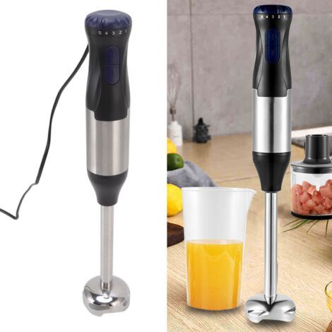 Batidora de mano multifuncional 4 en 1 con procesador de alimentos, recipiente de 700 ml y recipiente picador de 500 ml, gran capacidad, fabricada en ABS y acero inoxidable.