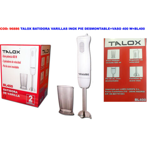 Batidora de varillas TALOX inox con pie desmontable y vaso 400 W BL400