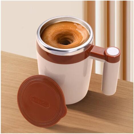 Batidora de vaso autonivelante, vaso recargable automático, mezclador magnético automático, puede mezclar café/leche/té/chocolate caliente usted mismo (Marrón)