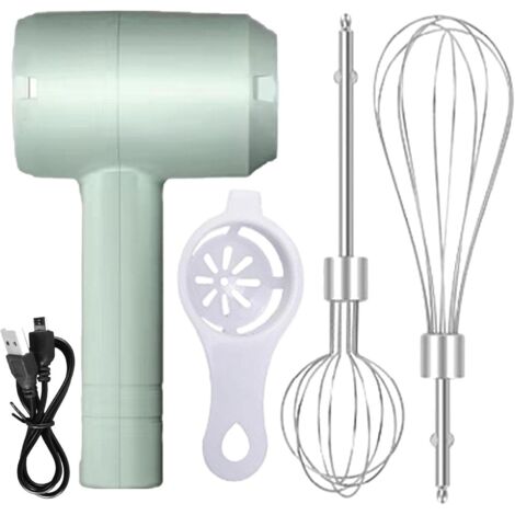 Batidora eléctrica de mano, batidora de mano de acero inoxidable, batidora eléctrica para huevos, batidora de mano recargable, batidora inalámbrica para hornear y cocinar.