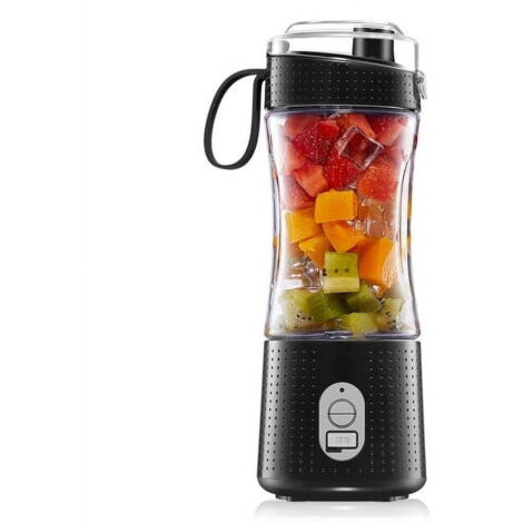 Batidora eléctrica portátil, extractor de zumo individual, con batería recargable USB de 4000 mAh para batidos y malteadas (negra).