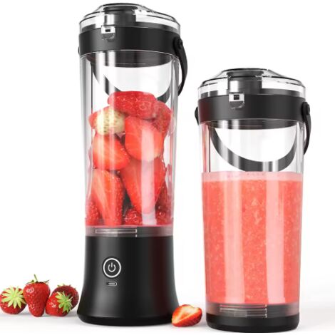 Batidora eléctrica portátil y exprimidor de cítricos, batidora de frutas de 500 ml, mini batidora recargable por USB, exprimidor de cítricos multifuncional.