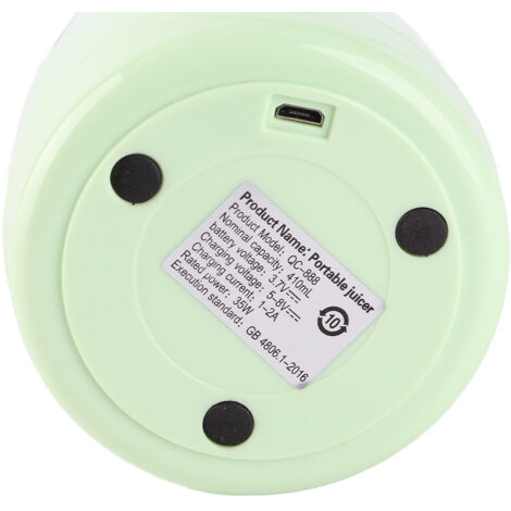 Batidora portátil, multifuncional e inalámbrica, 1200 mAh, 410 ml, 18000 rpm, mini para frutas y verduras.