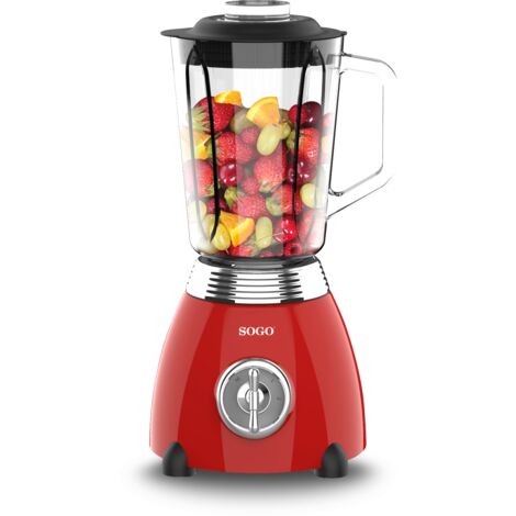 BATIDORA VASO RETRO SOGO BAT-SS-5560 500W 1,5L JARRA CRISTAL ROJO