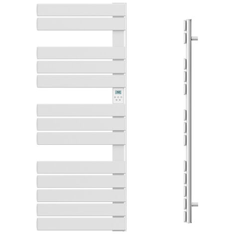 Batilec – Sèche-serviettes eau chaude 750W blanc – Barres plates – Régulation électronique programmable – Compatible fil pilote 6 ordres
