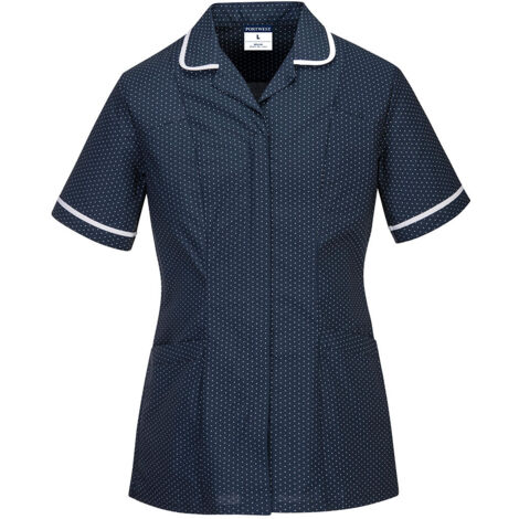 Batín para mujer mujer doméstico Classic Care sarga elástica KIngsmill diseño con topos PORTWEST LW19 XXL Azul marino