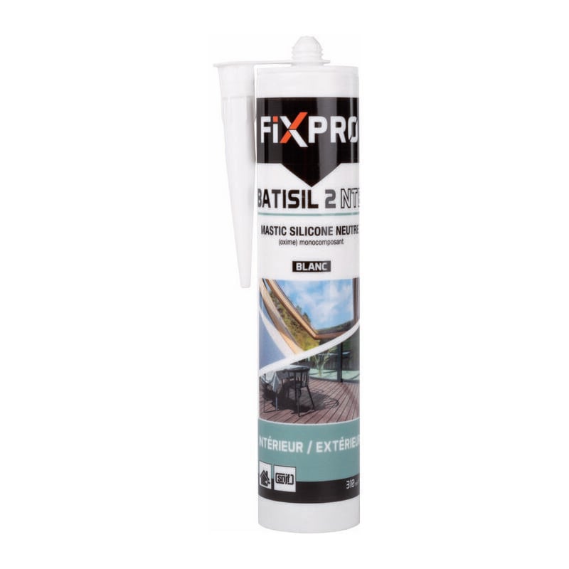 Fix-pro - Mastic silicone neutre - Batisil 2 nt - Fixpro - Blanc