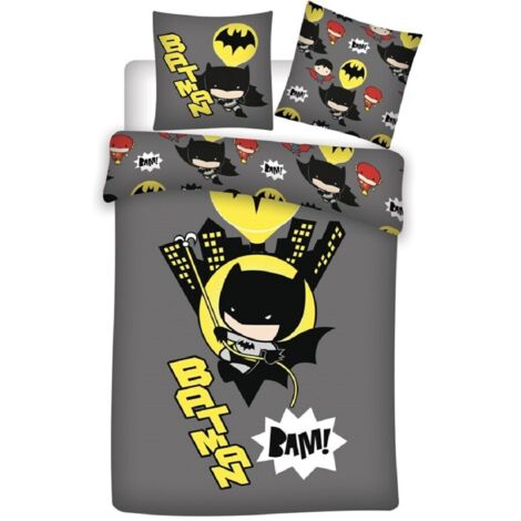 Batman Bettwäsche-Set 140x200 cm Bettbezug und 63x63 cm Kissenbezug, Microfaser