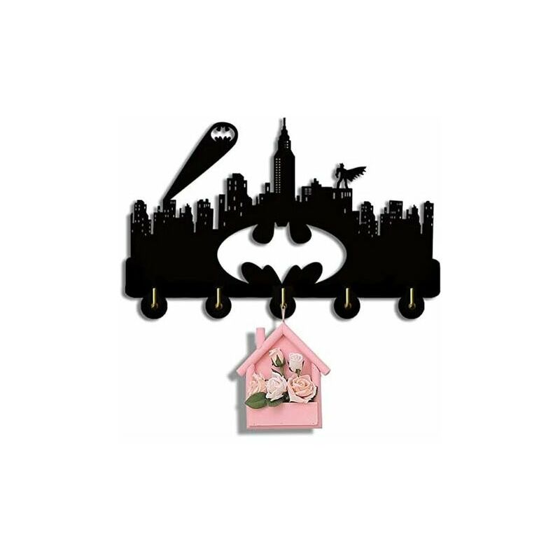 Batman Crochets décoratifs pour clés murales de suspension de clés crochets de suspension de clés pour clés murales noires Zhuoxuan