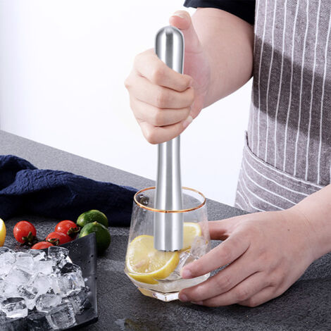 Bâton à glace en acier inoxydable pour cocktails - Accessoire bar 22.5cm - Pilon mélangeur