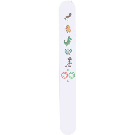 Bâton de fixation optométrique pour enfants avec cartes de test visuel et motifs ludiques, idéal pour les cabinets d'ophtalmologie.