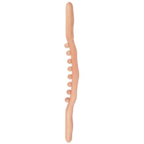 Bâton de Massage en Bois de Hêtre pour Détente Corporelle et Méridiens - Rouleau et Grattoir