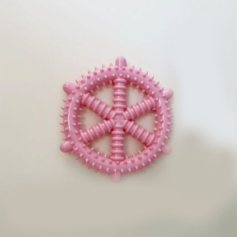 Bâton de morsure de chien chien ronge les dents molaires nettoyant le jouet macaron TPR(Gouvernail Rose 13x13cm)