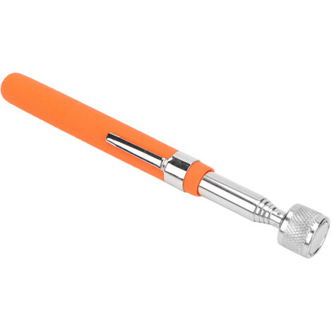 Bâton magnétique télescopique avec lumière LED - Rétractable et antidérapant (Orange)
