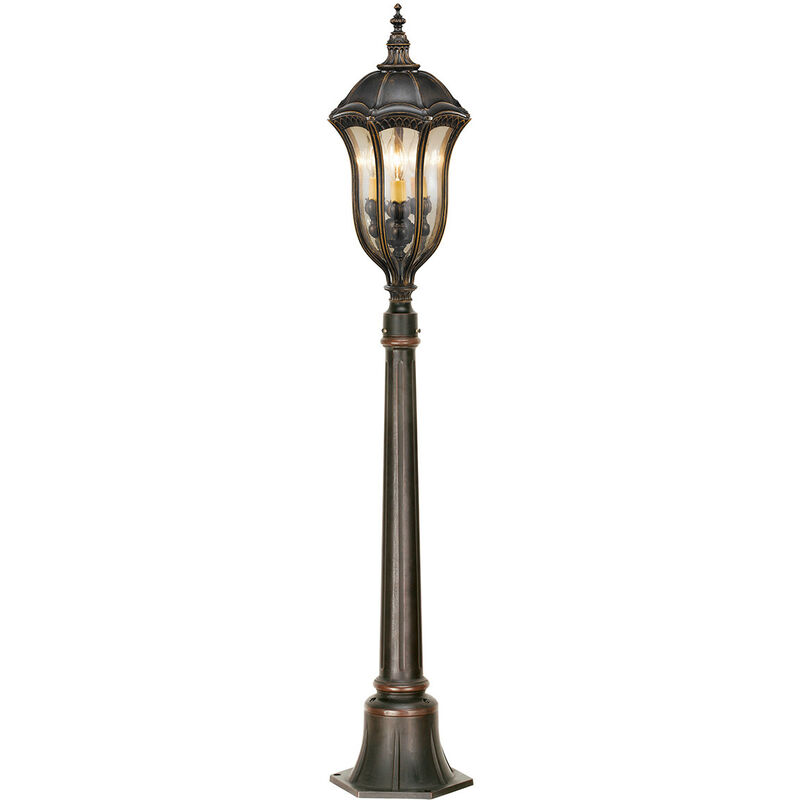 Baton Rouge - 3 Light Outdoor Bollard Light Walnut IP44, E14 - Elstead