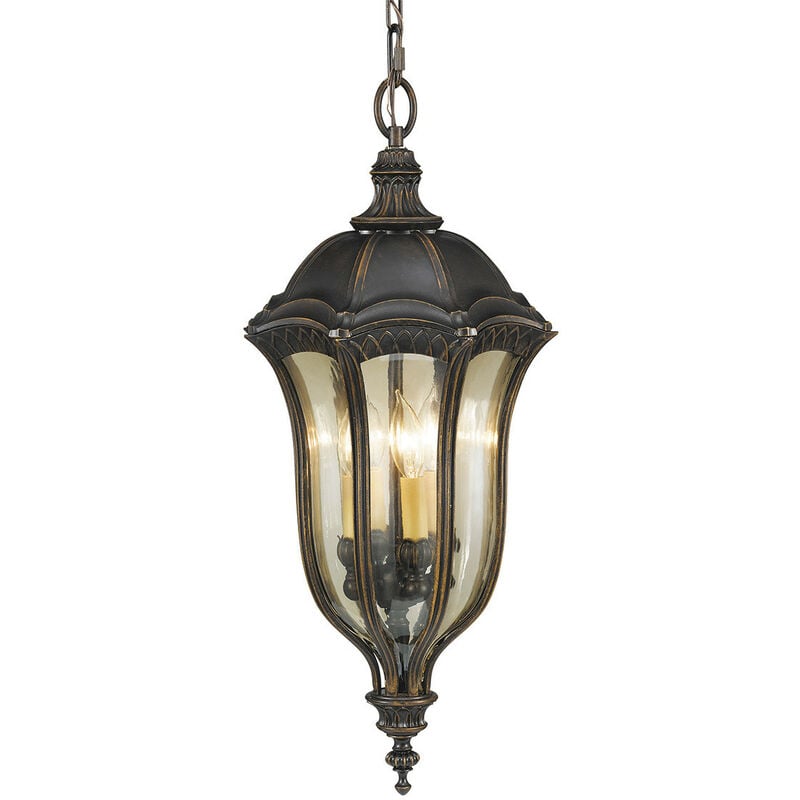 Elstead Baton Rouge - 4 Light Outdoor Ceiling Chain Lantern Walnut IP44, E14