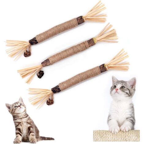 Bâtonnets à Mâcher Herbe à Chat - Hygiène Dentaire et Haleine Fraîche - Lot de 3 - Jouet Anti-Stress pour Chats
