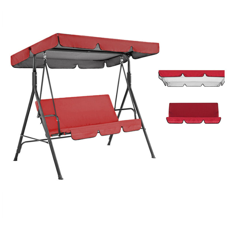 LIFCAUSAL Housse de protection extérieure pour balançoire jardin Tissu Oxford 210D rouge 195x125x15 cm & 150x50x10 cm